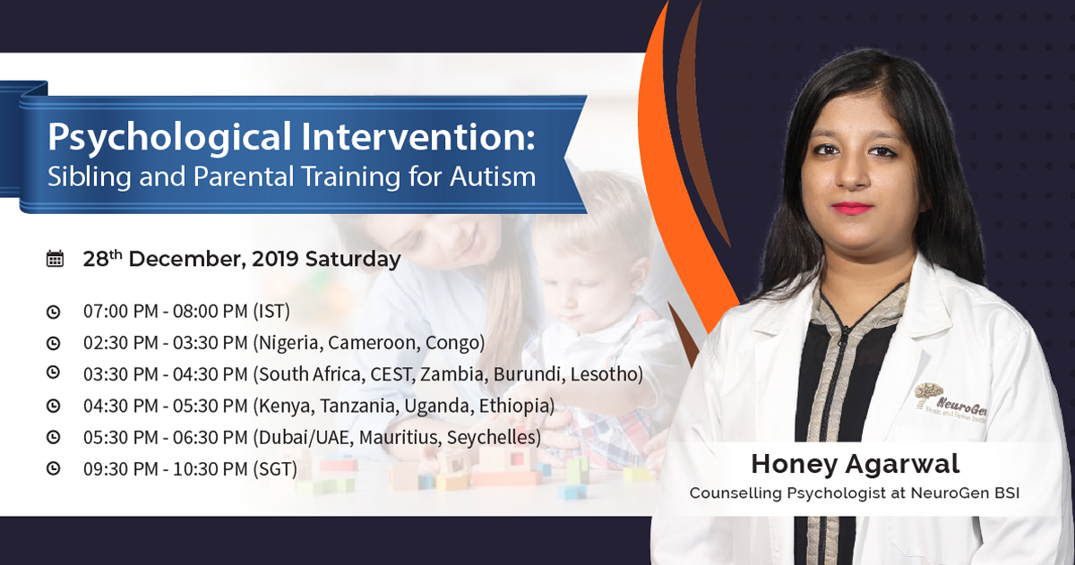 Webinar on Psychological Intervention : Sibling and Parental Training for Autism
